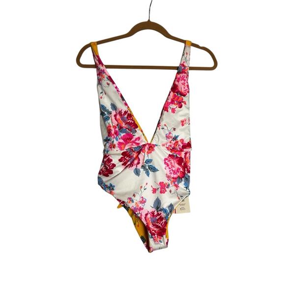 Maaji Other - NWT Maaji Reversible Floral Print V Neck Low Back One Piece Swimsuit Size Medium